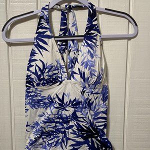 Blue and White Floral Tankini Set